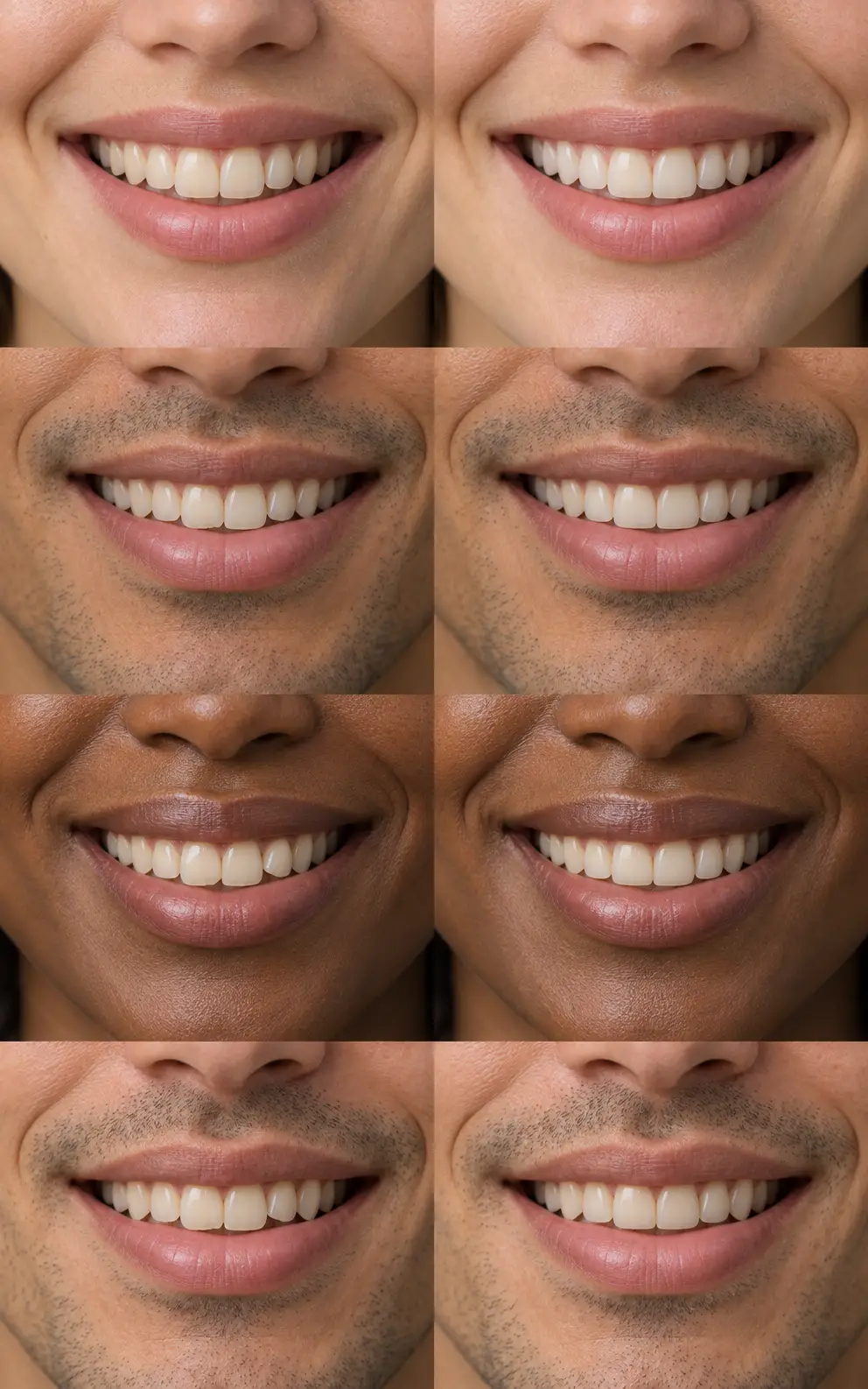 before: AI-generated fictional whitening study, not a patient outcome